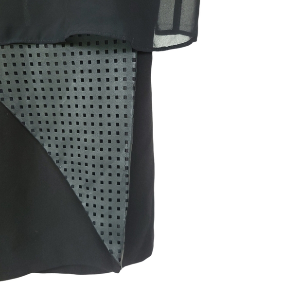 BCBGENERATION Sz 6 Mini Romper Skort Layered Open Back Sheer Black - Picture 10 of 13